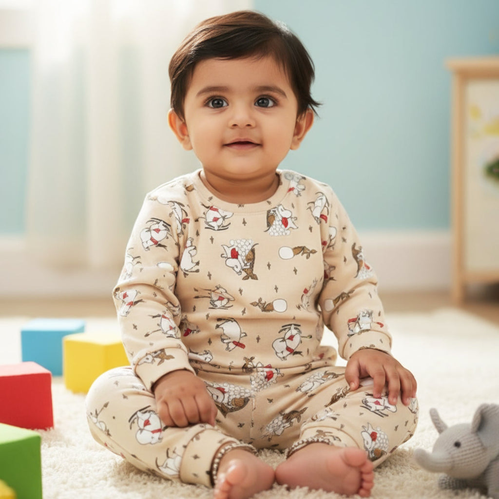 Polar Bear Cotton Winter Co-ord Set for Babies