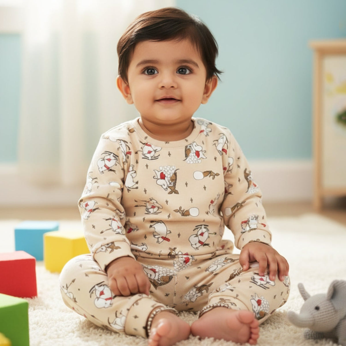Polar Bear Cotton Winter Co-ord Set for Babies