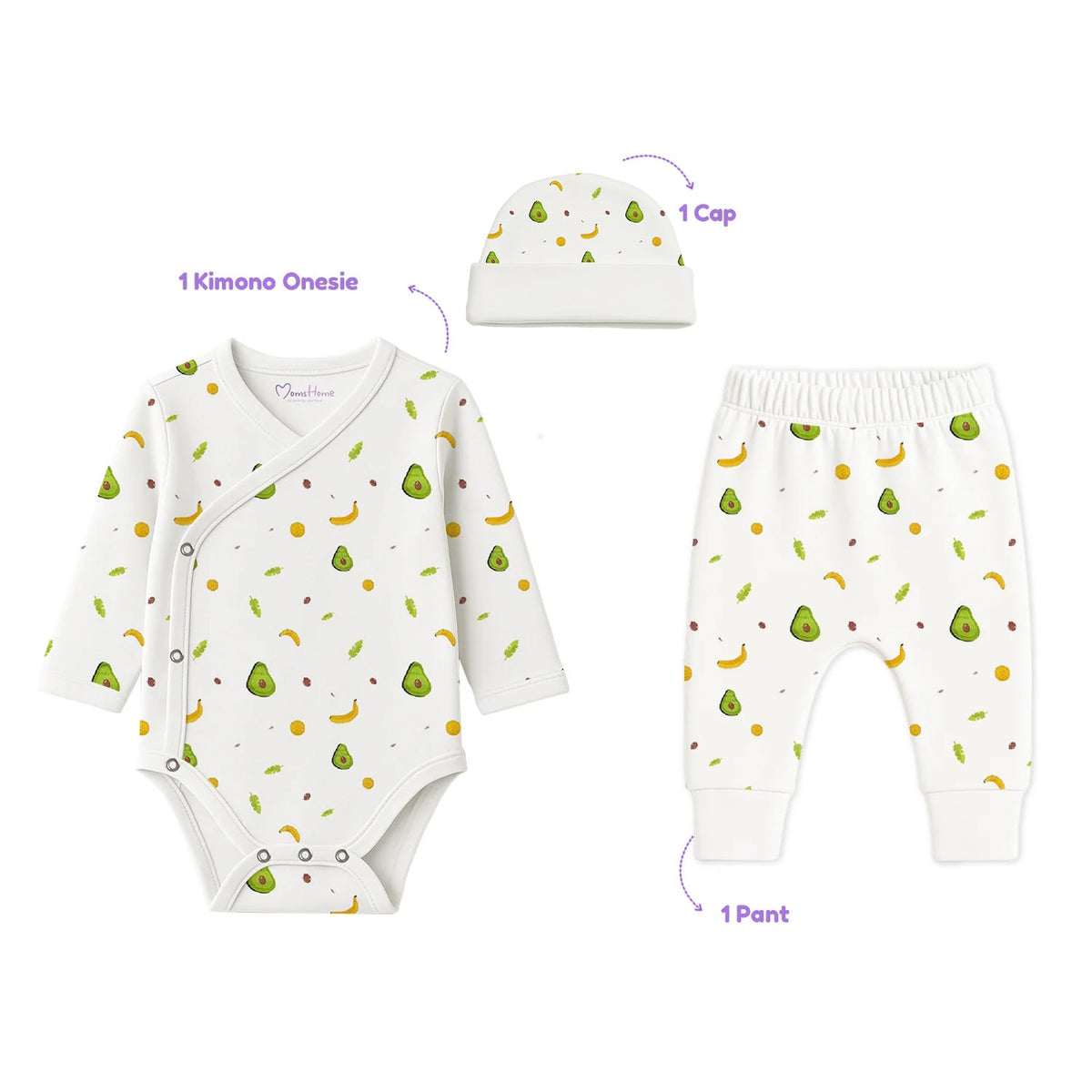 Newborn Kimono Onesie Gift Set - 3 Pieces