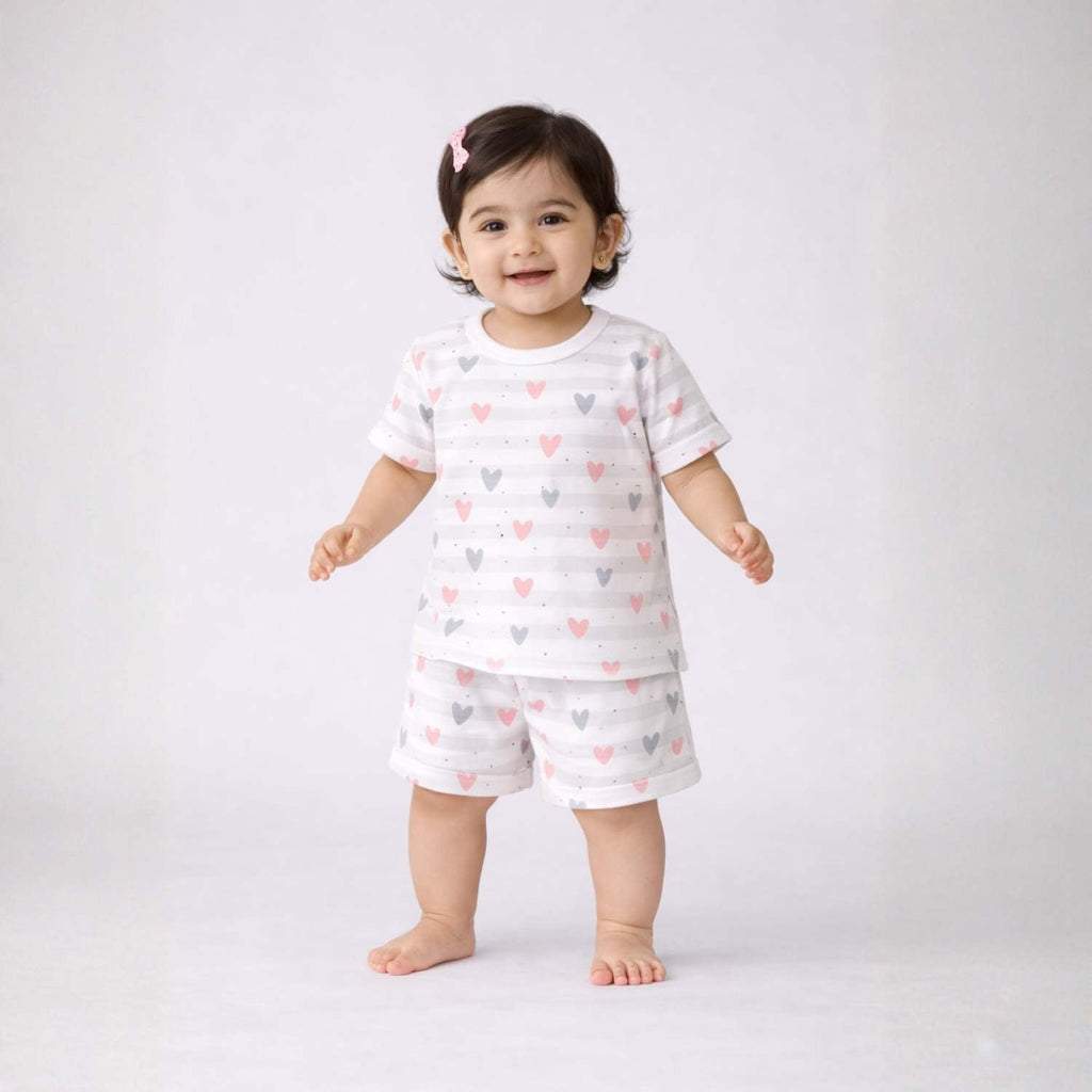 Little Heart Cotton Kids T-Shirt & Shorts Set