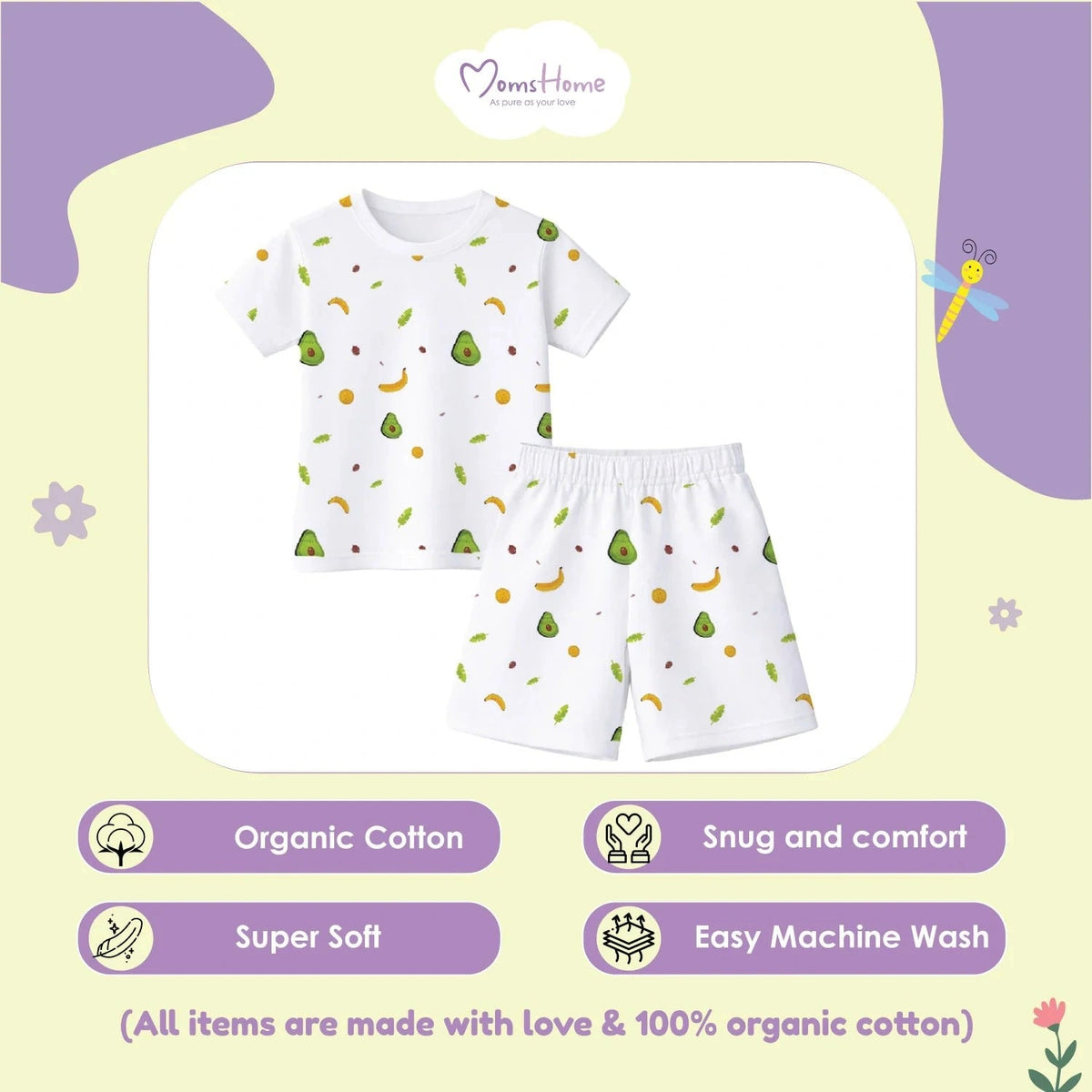 Avocado Organic Cotton T-Shirt & Shorts Set