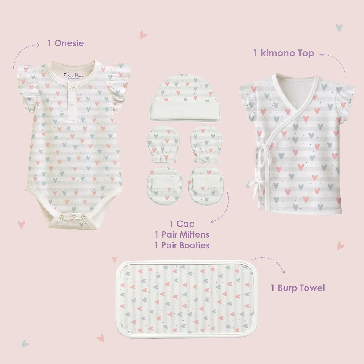 Organic Cotton Newborn Gift Set - 6 Pieces