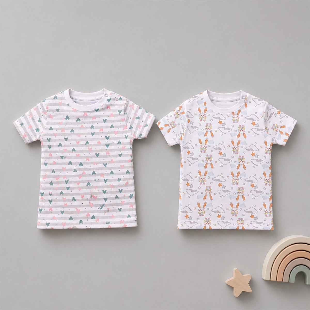 Little Heart & Bunny Kids T-Shirts - Pack of 2