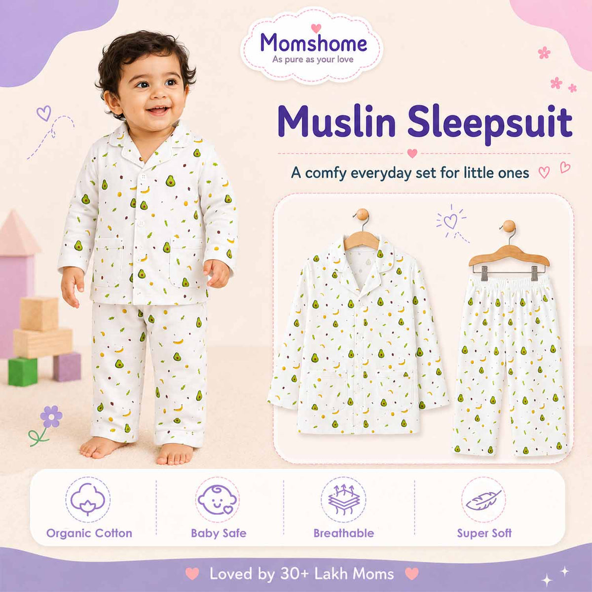 Bunny Organic Cotton Kids Night Suit