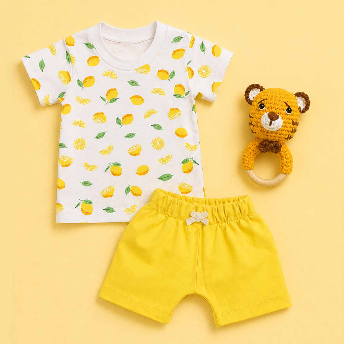 Lemon Baby T-Shirt & Shorts with Toy - 3 Pieces