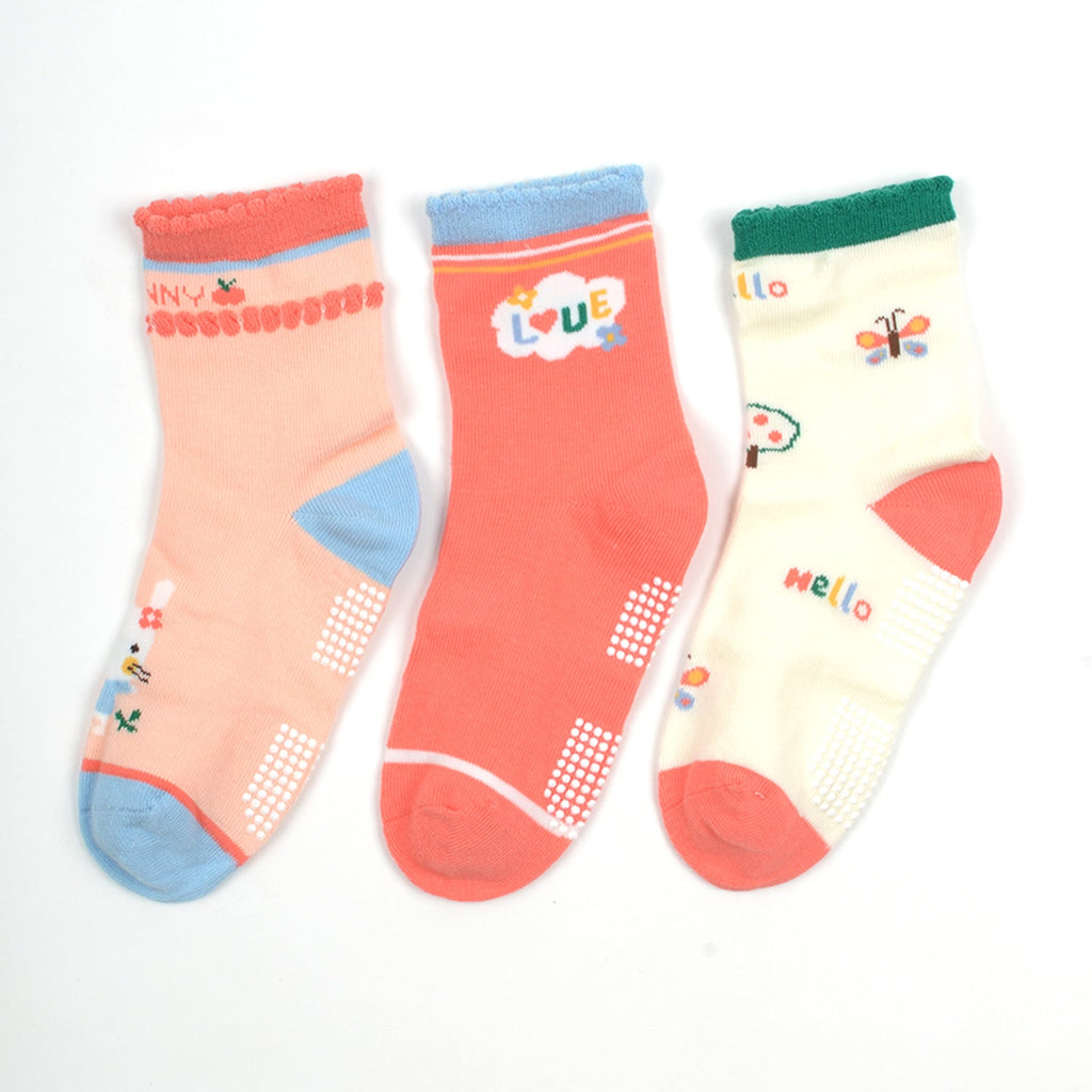 Baby Organic Cotton Antiskid Cute Detailed Socks - Multi Colour - Pack of 6