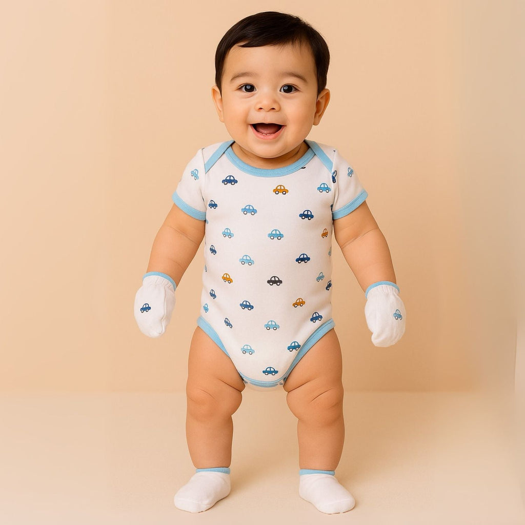 Car Print Organic Cotton Newborn Gift Set