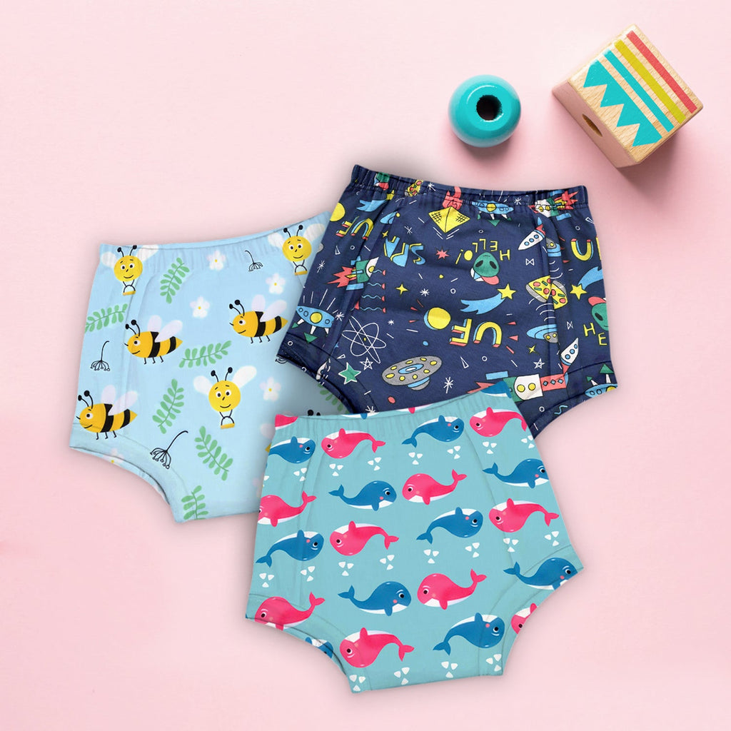 100% Cotton Unisex Baby Padded Underwear - Pack of 3