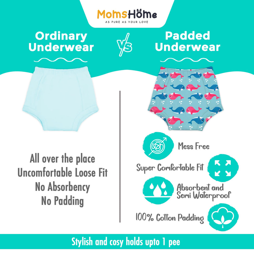 100% Cotton Unisex Baby Padded Underwear - Pack of 3