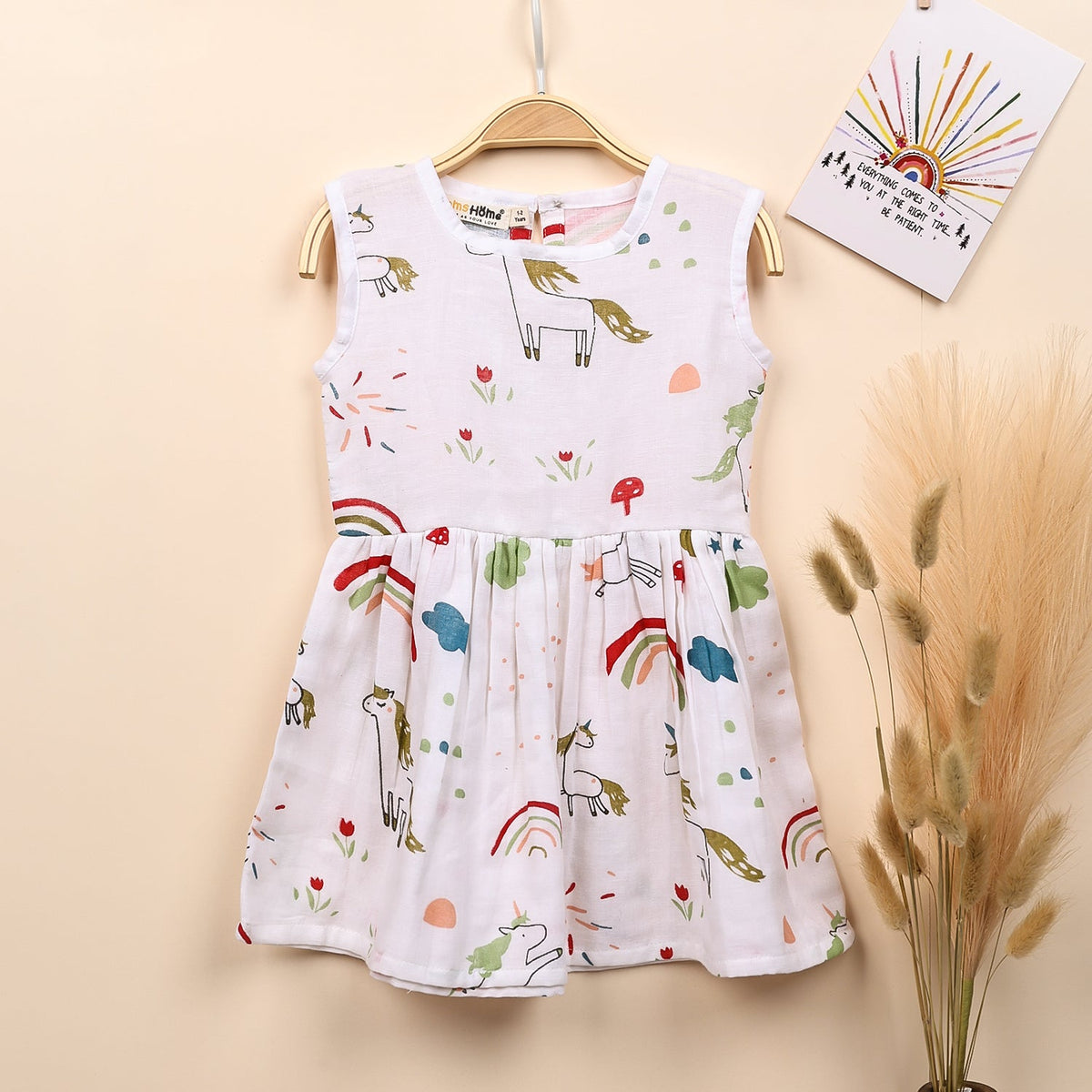 Baby Girl Organic Cotton Sleeveless Frock - Unicorn