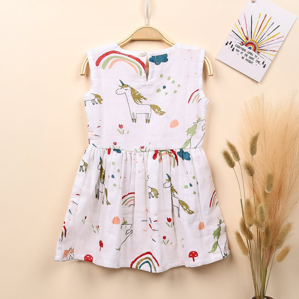 Baby Girl Organic Cotton Sleeveless Frock - Unicorn