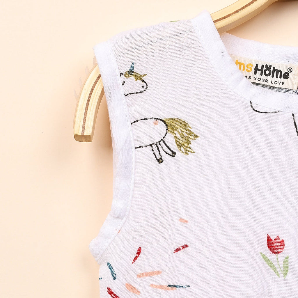 Baby Girl Organic Cotton Sleeveless Frock - Unicorn