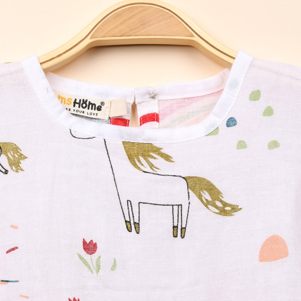 Baby Girl Organic Cotton Sleeveless Frock - Unicorn
