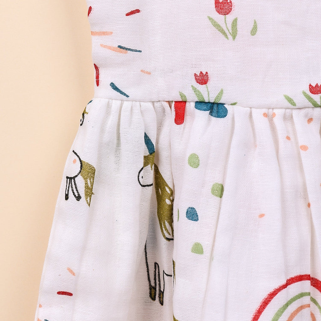 Baby Girl Organic Cotton Sleeveless Frock - Unicorn