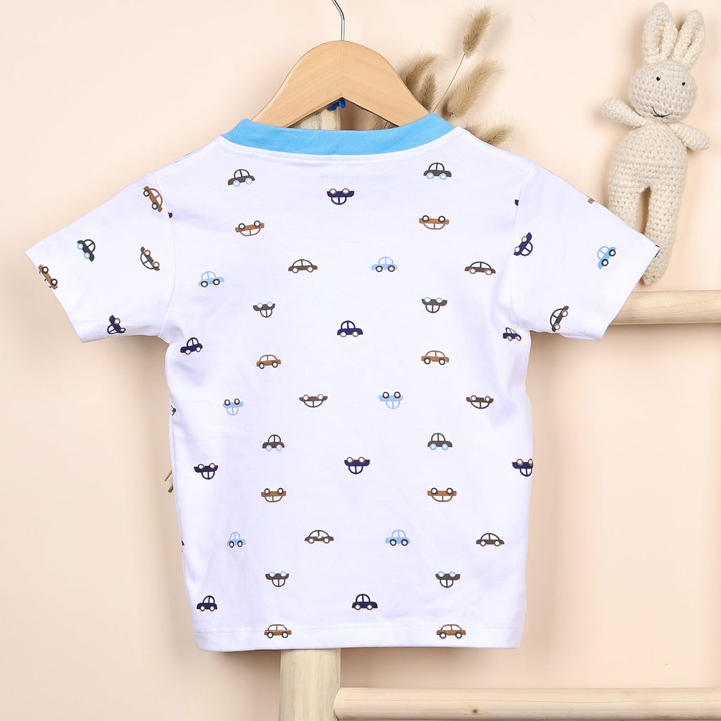 Car Print Cotton Kids T-Shirt & Shorts Set