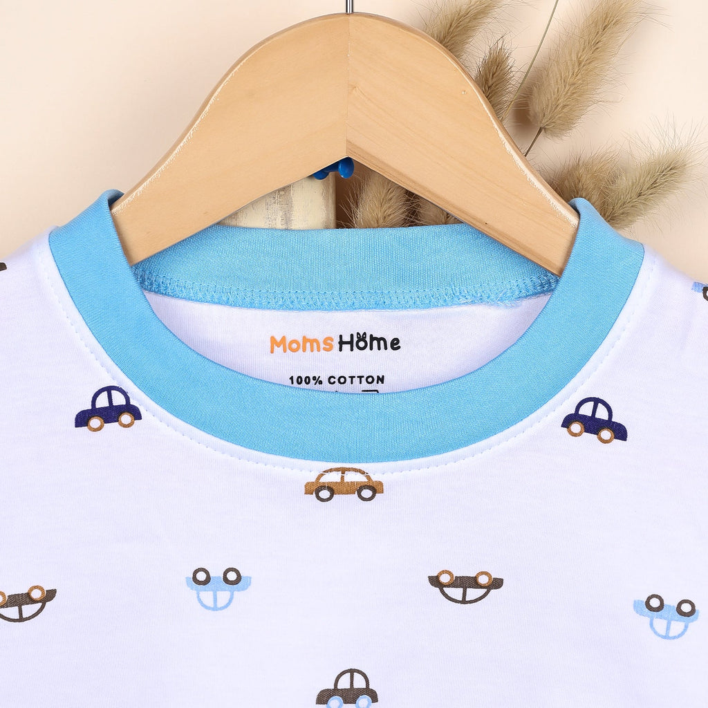 Car Print Cotton Kids T-Shirt & Shorts Set