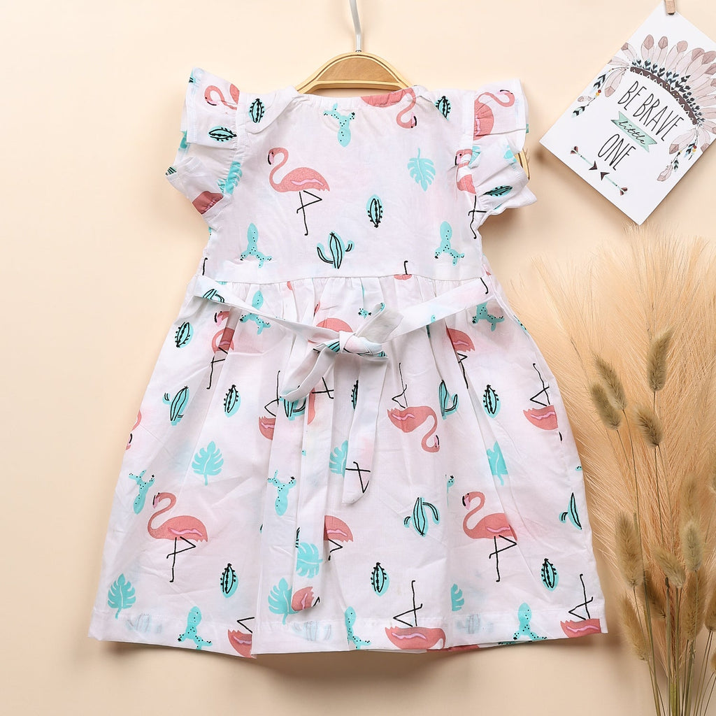 Baby Girl Organic Cotton Sleeveless Frock - Flamingo
