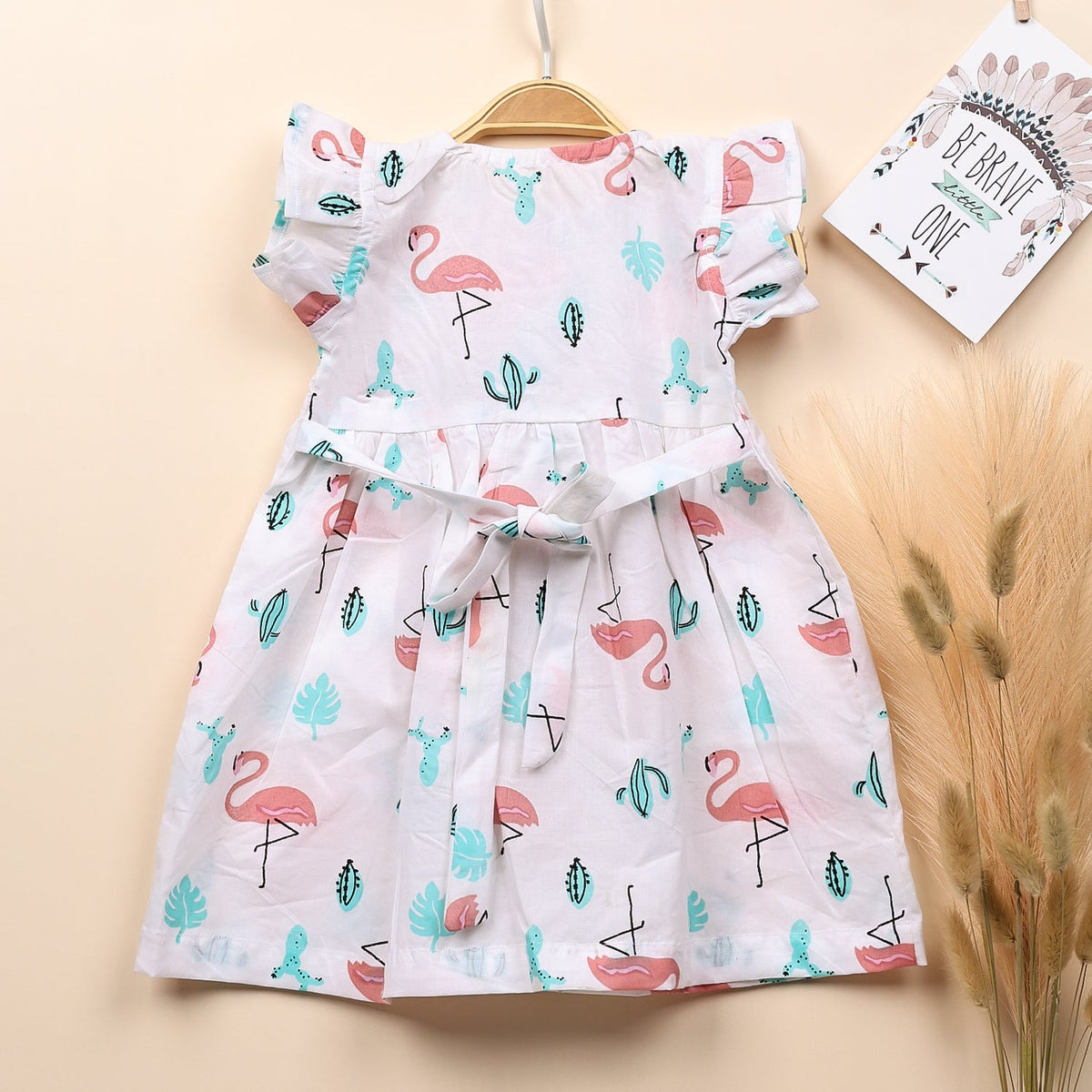 Baby Girl Organic Cotton Sleeveless Frock - Flamingo