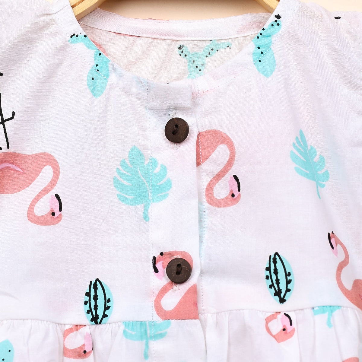 Baby Girl Organic Cotton Sleeveless Frock - Flamingo