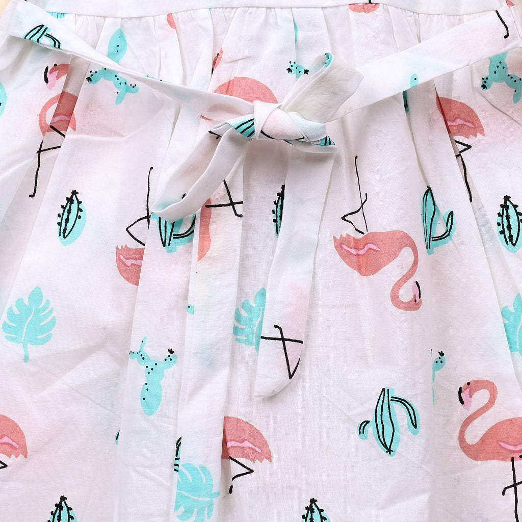 Baby Girl Organic Cotton Sleeveless Frock - Flamingo