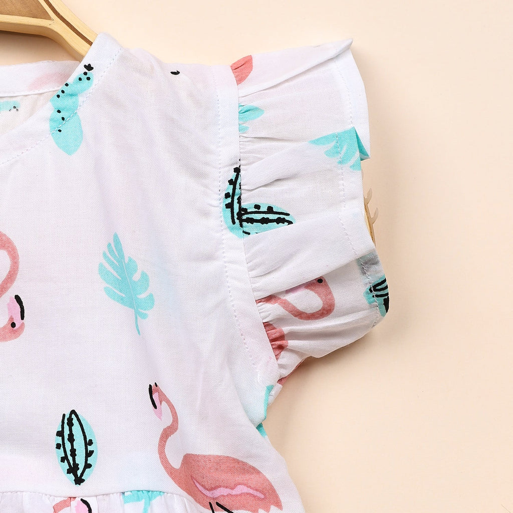 Baby Girl Organic Cotton Sleeveless Frock - Flamingo