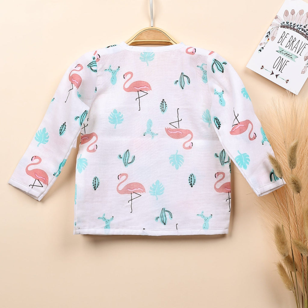 Baby Organic Cotton Front Open Jhabla - Flamingo