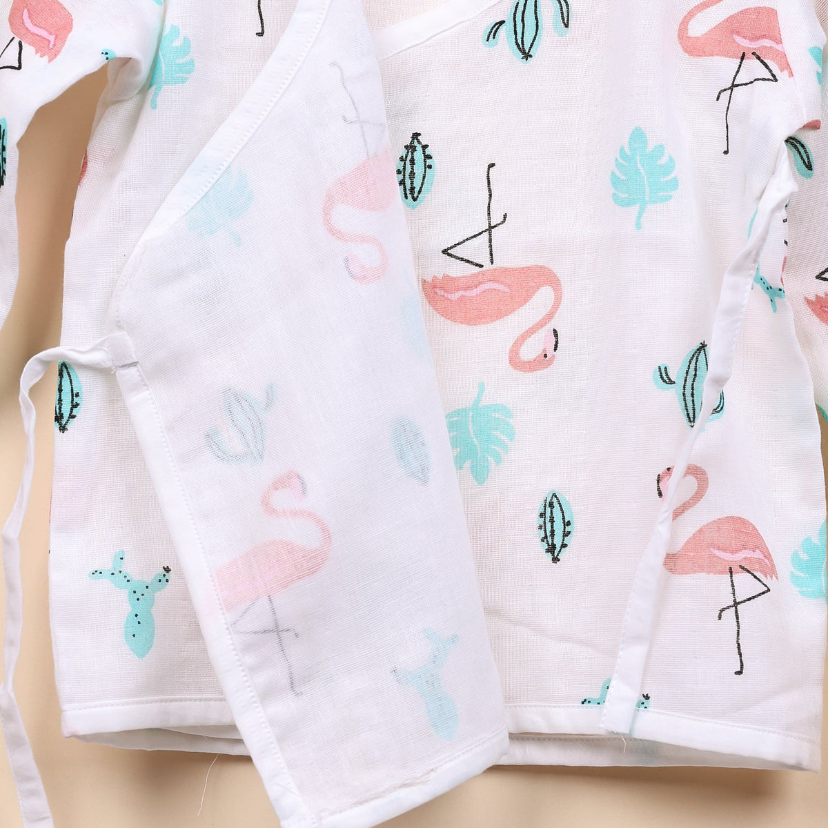 Baby Organic Cotton Front Open Jhabla - Flamingo