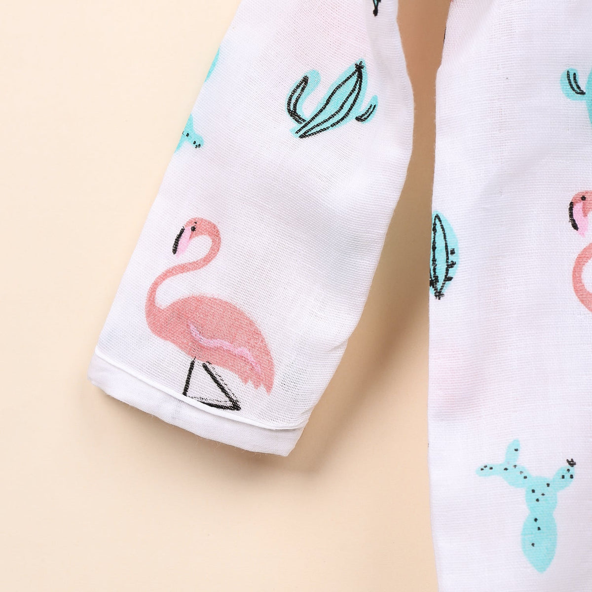 Baby Organic Cotton Front Open Jhabla - Flamingo
