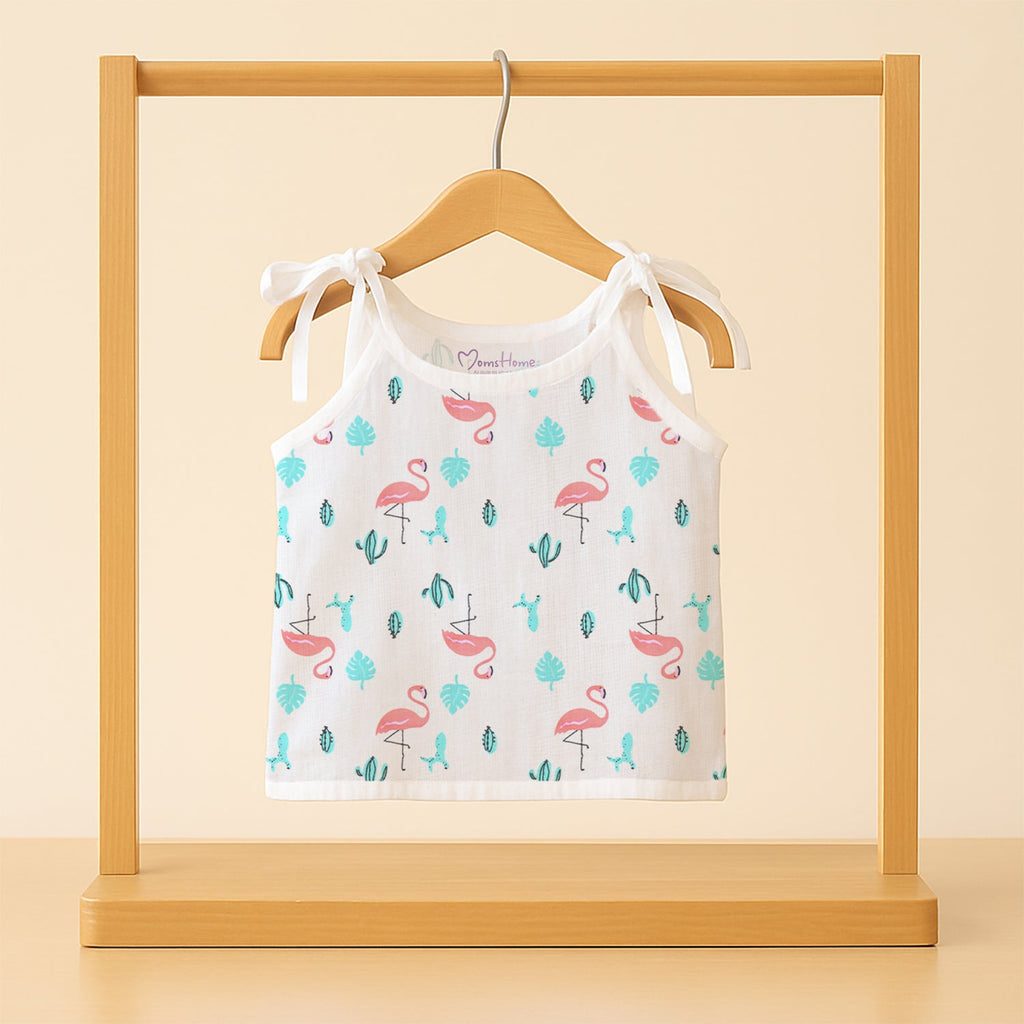 Baby Organic Cotton Knot type Jhabla - Flamingo