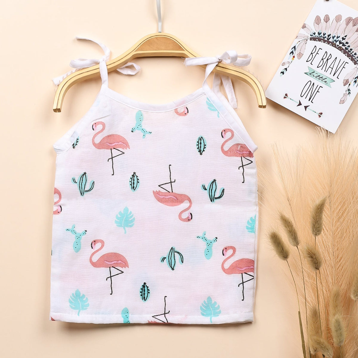 Baby Organic Cotton Knot type Jhabla - Flamingo
