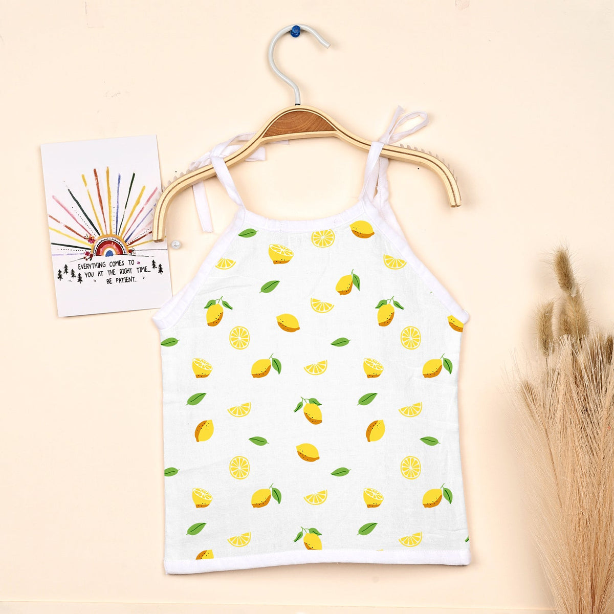 Baby Organic Cotton Knot type Jhabla - Lemon
