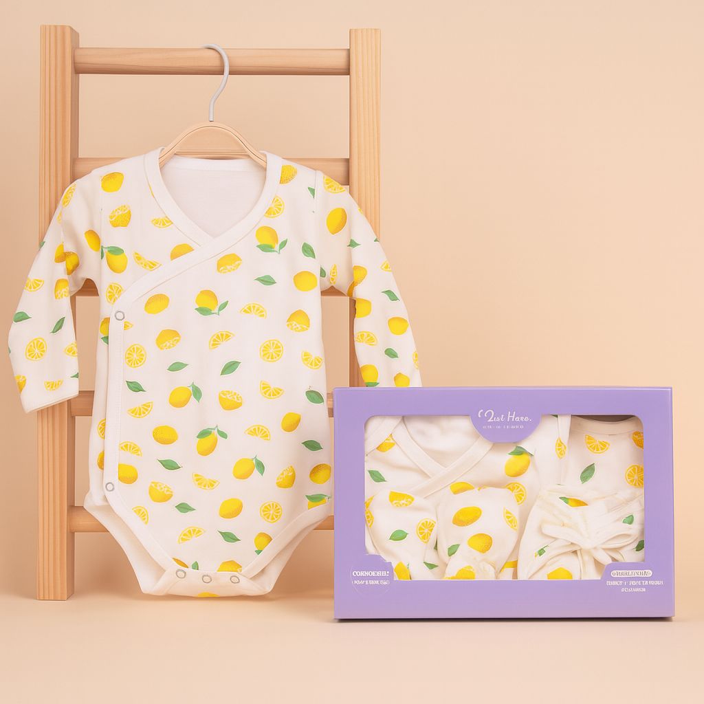Lemon Organic Cotton Baby Gift Set - 6 Pieces