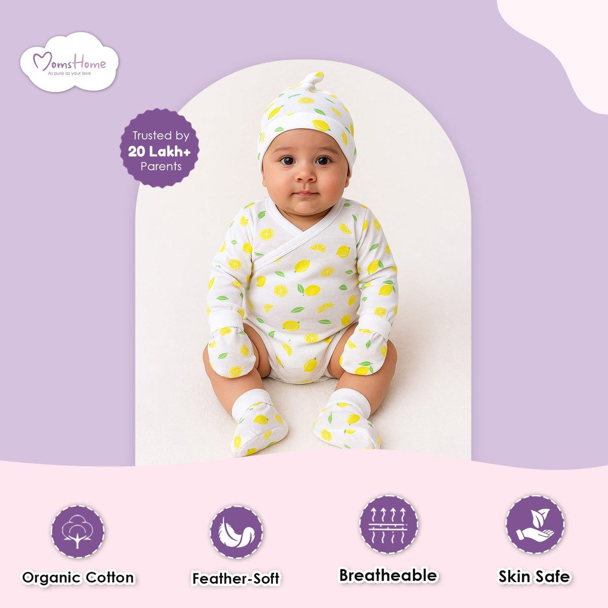 Lemon Organic Cotton Baby Gift Set - 6 Pieces