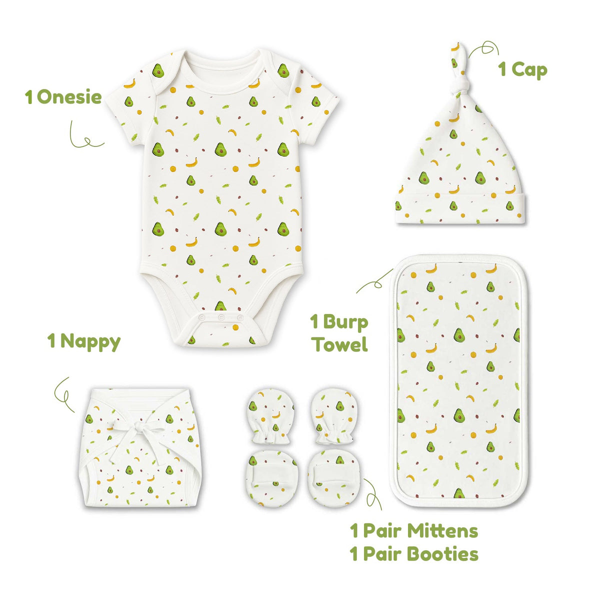 Avocado Newborn Summer Gift Set - 6 Pieces
