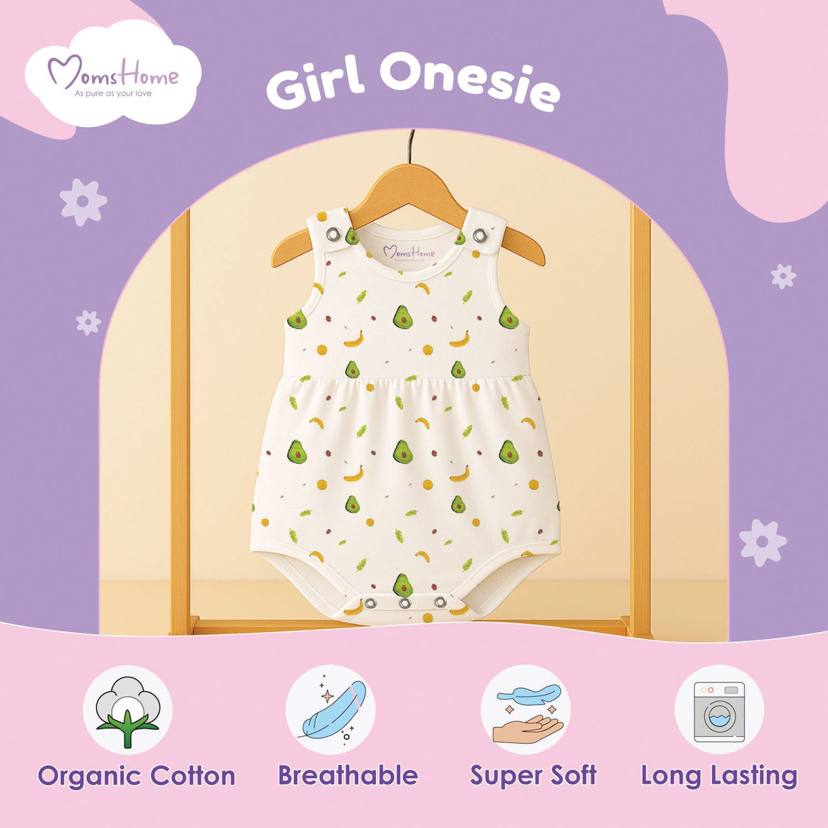 Girls Organic Cotton Frock Onesies - Pack of 2