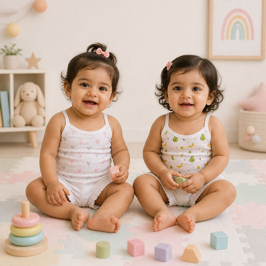 Girls Organic Cotton Sleeveless Vests - Pack of 2