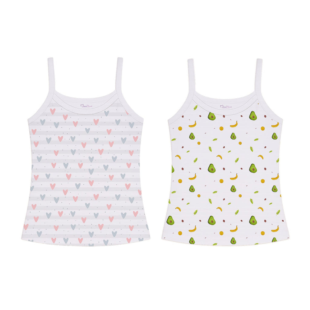 Girls Organic Cotton Sleeveless Vests - Pack of 2