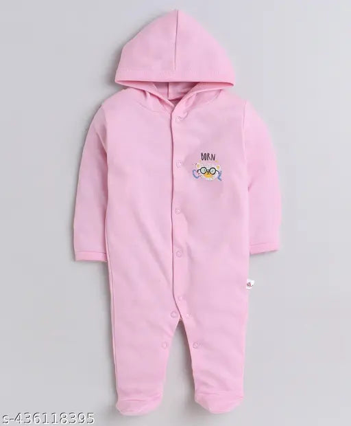 Hooded Cotton Baby Sleepsuits - Set of 2