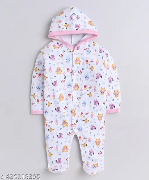Hooded Cotton Baby Sleepsuits - Set of 2