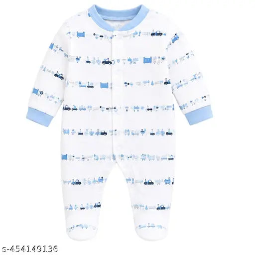 Multicolour Cotton Baby Sleepsuits - Set of 3