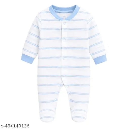 Multicolour Cotton Baby Sleepsuits - Set of 3