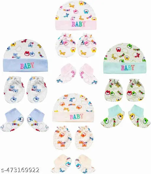 Newborn Cotton Cap & Mittens - Pack of 2