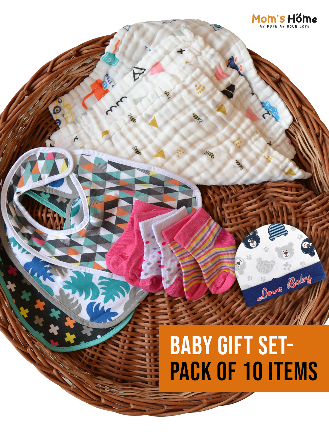 Moms Home Multicoloured 10 Pcs Cotton Gift Set