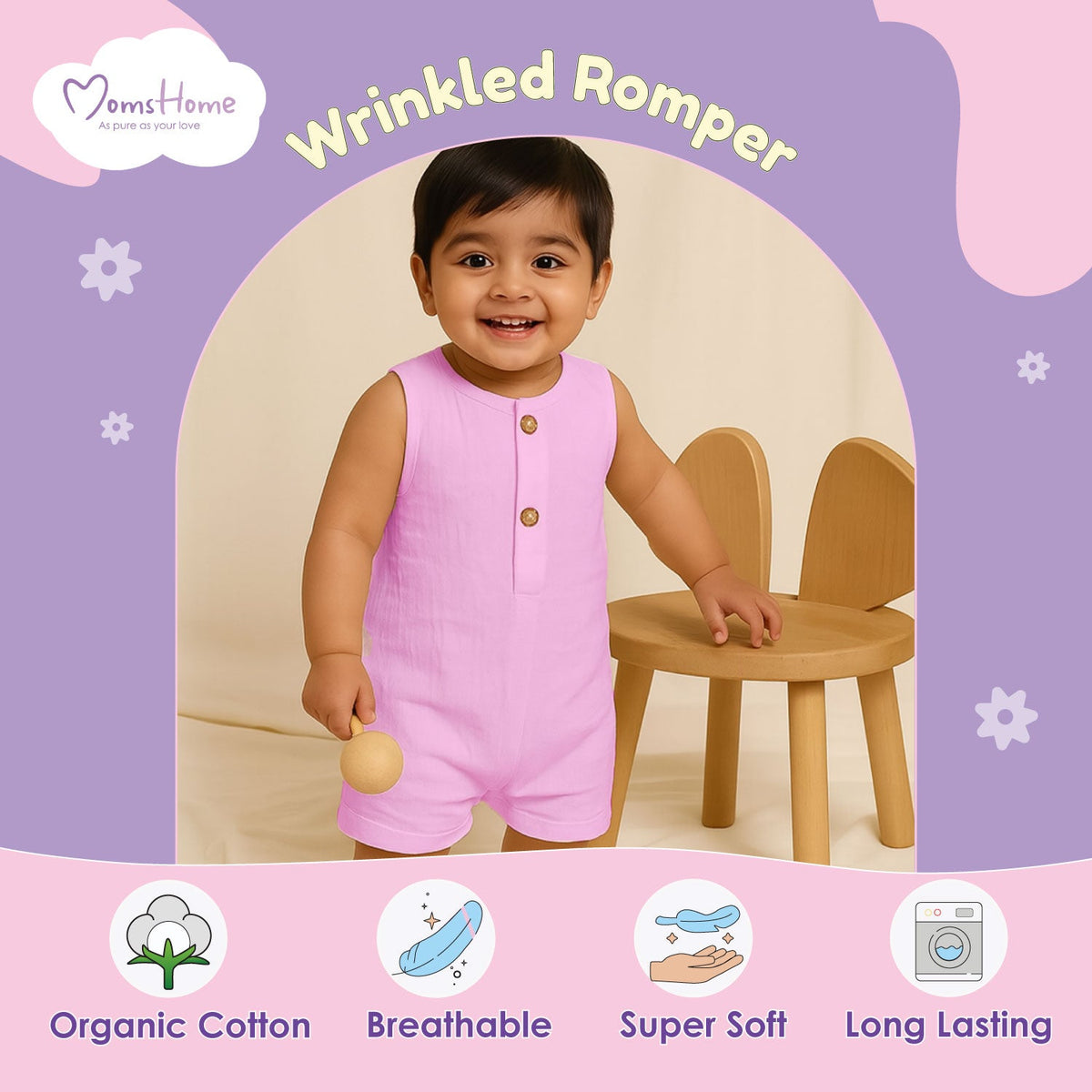 Baby Romper - Pink - Pack of 1
