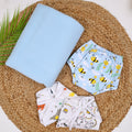 Baby Unisex Nappy Combo 1 Dry sheet, 2 Muslin Nappy, 1 Padded Underwear