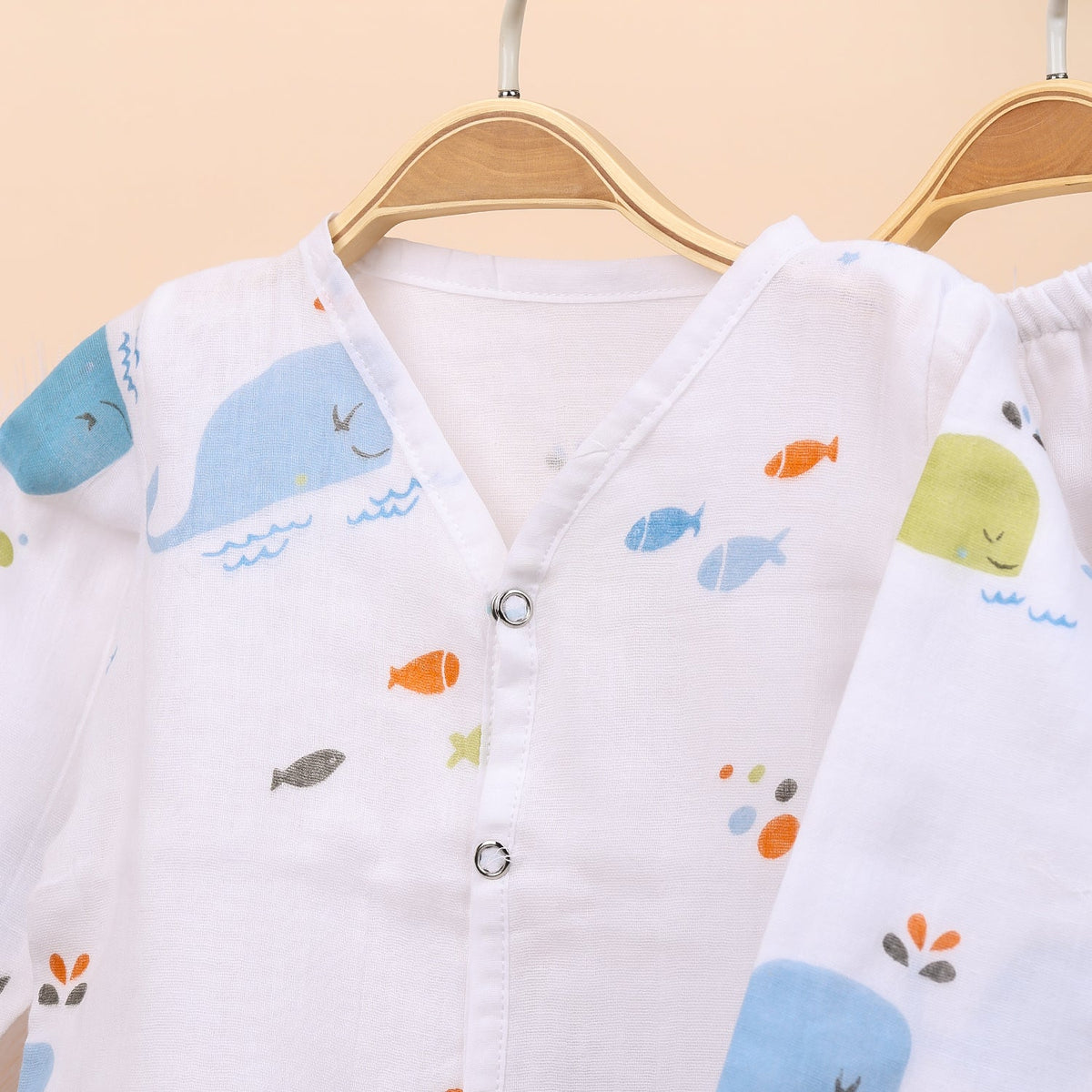 Baby Unisex Organic Cotton Muslin Full Sleeves Jhabla & Payjama - Set of 1
