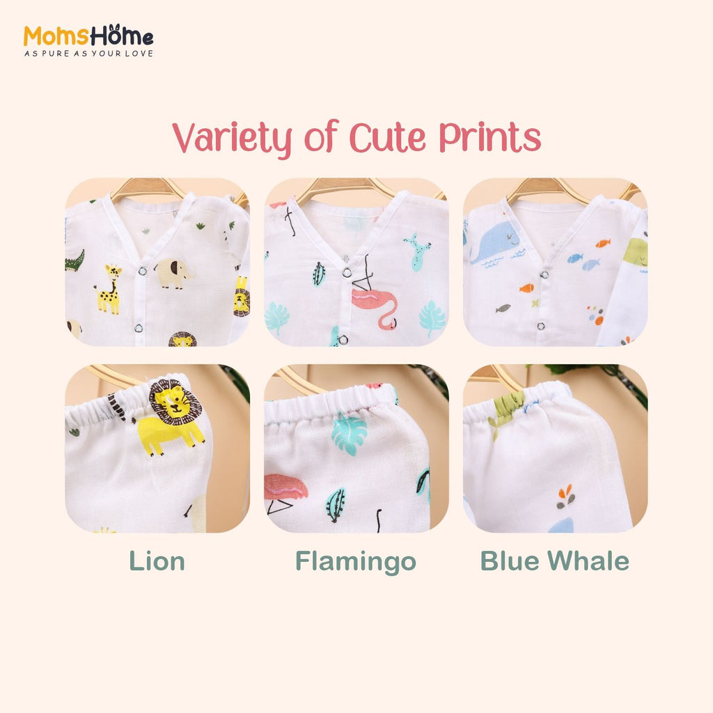 Baby Unisex Organic Cotton Muslin Full Sleeves Jhabla & Payjama - Set of 2