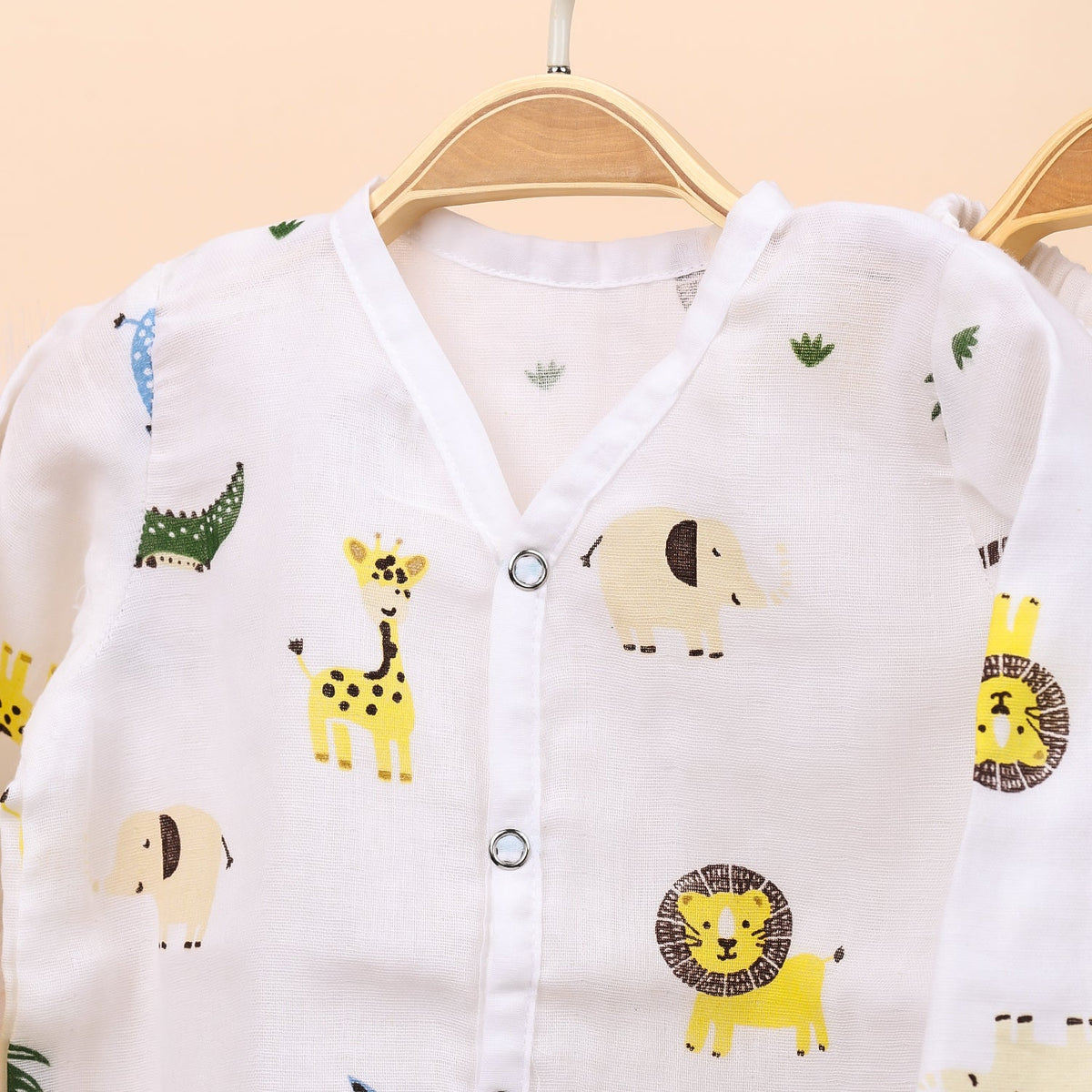Baby Unisex Organic Cotton Muslin Full Sleeves Jhabla & Payjama - Set of 2