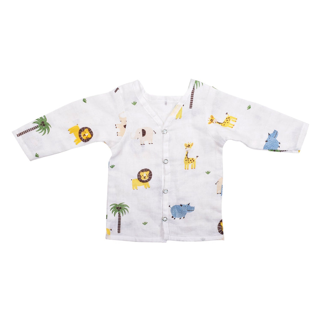 Baby Unisex Organic Cotton Muslin Full Sleeves Jhabla - Pack of 2
