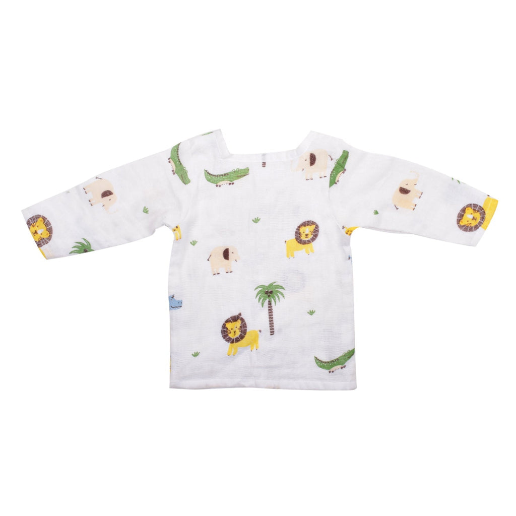 Baby Unisex Organic Cotton Muslin Full Sleeves Jhabla - Pack of 2